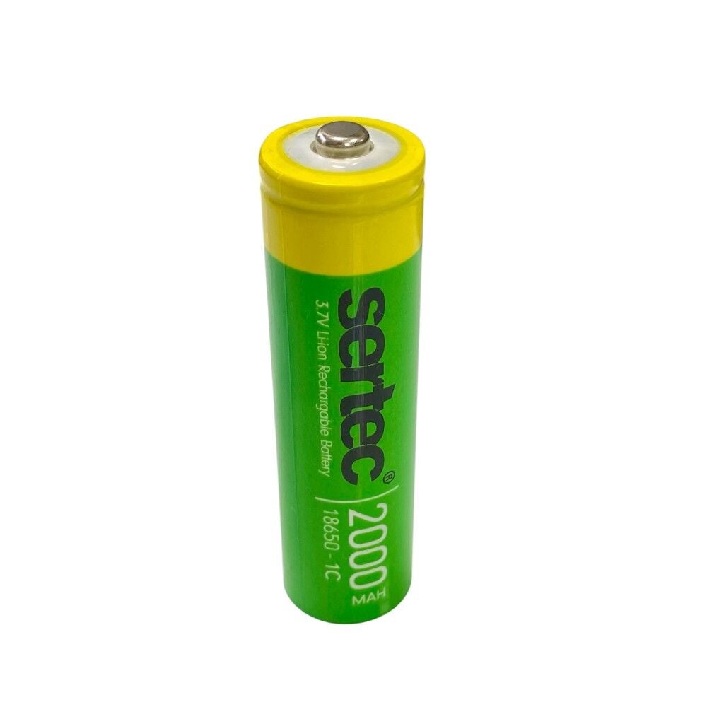 Sertec 18650 3.7Volt 2000Mah 1C Li-ion Şarjlı Pil Başlıklı Yeşil - 1 Adet