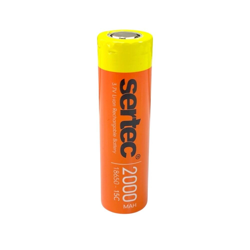 SERTEC 18650 3.7V 2000mAh 15C Li-Ion Şarjlı Pil Başlıksız - 1Adet