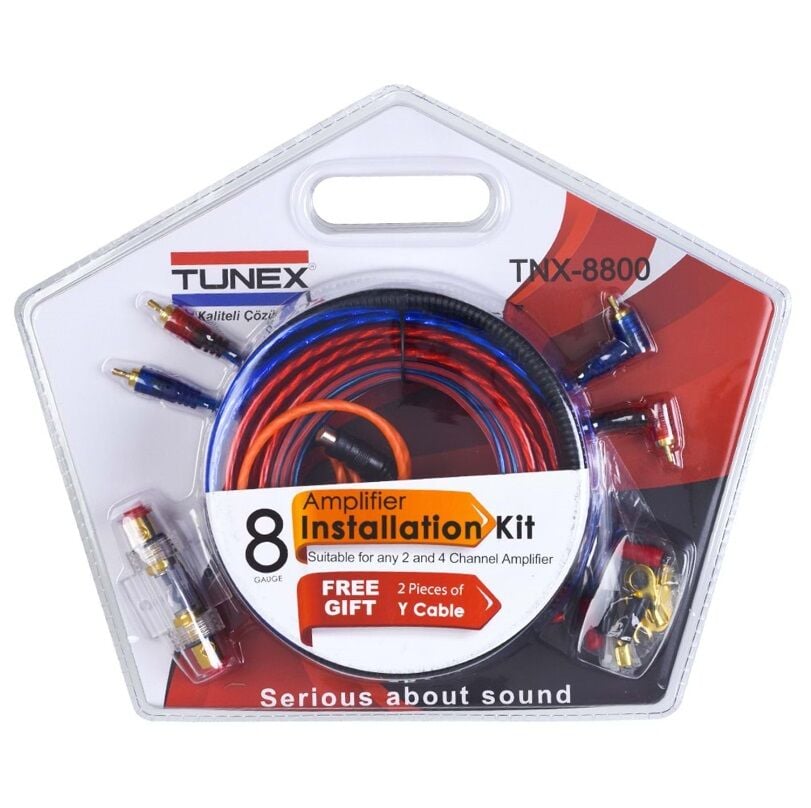 TUNEX 8GA Oto Anfi Kablo Seti 2x Amfi Y Kablo Dahil TNX-8800