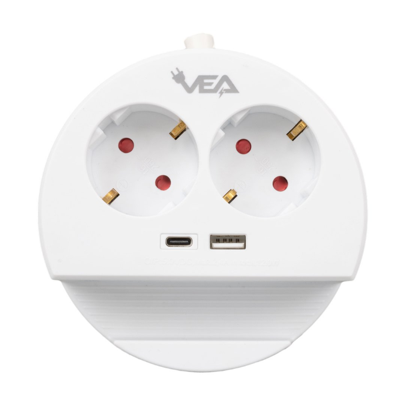 VE- G1102C 2'li USB+ Type-C Girişli Anahtarlı 1.5Metre Grup Priz