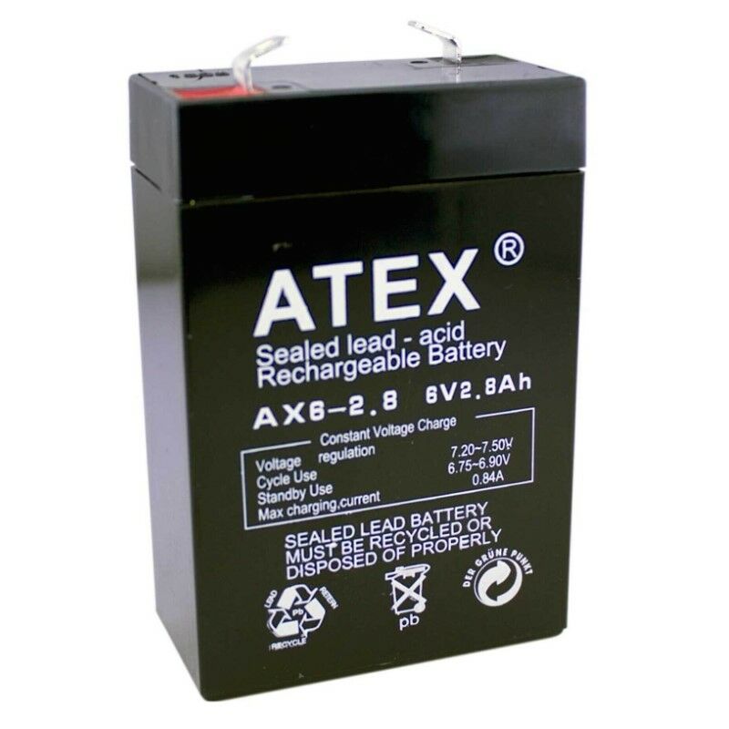 Atex 6Volt 2.8Amper Kuru Akü 67x34x100mm
