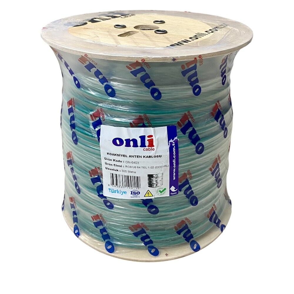 Onli RG6U6 Yeşil Anten Kablosu 300Metre 64Tel Yerli Üretim