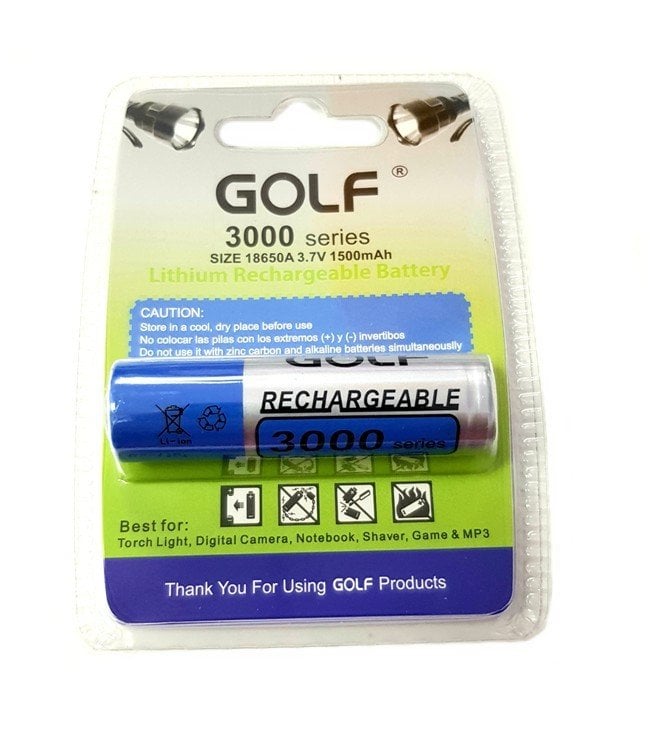 GOLF 18650 Şarjlı Pil 3.7V 1500mA Başlıklı Lion