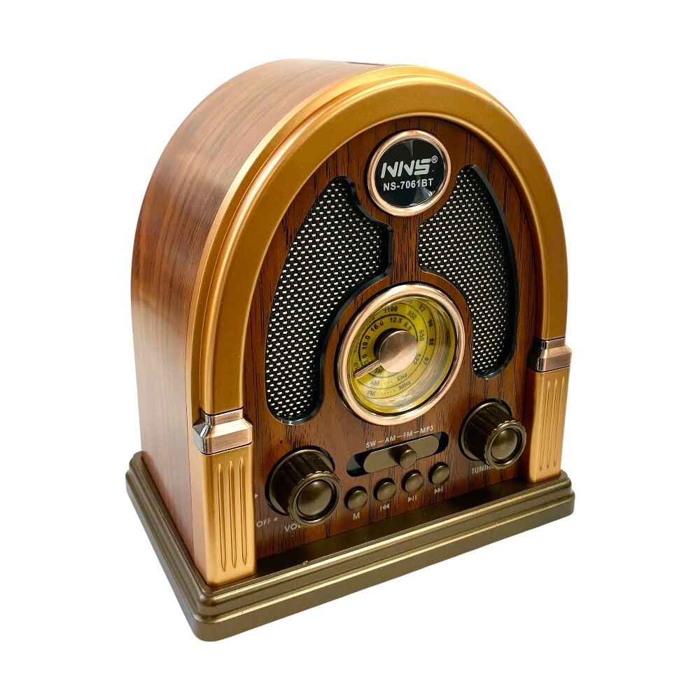 NNS NS-7061 USB-SD-FM-Bluetooth Destekli Şarjlı Nostaljik Retro Radyo