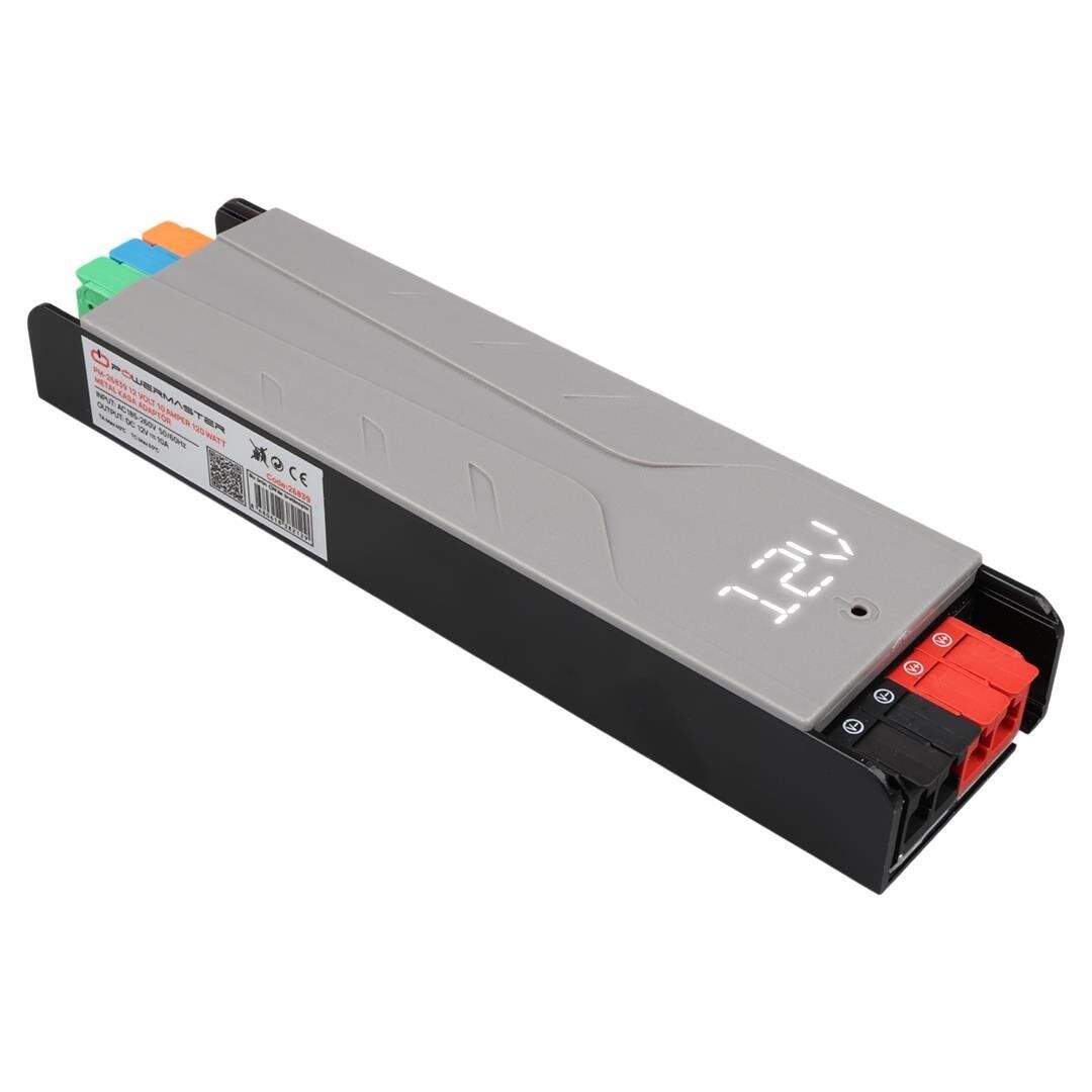 PowerMaster PM-26839 12Volt 10Amper 120Watt Slim Metal Kasa Adaptör Voltaj Göstergeli 189x51x27mm