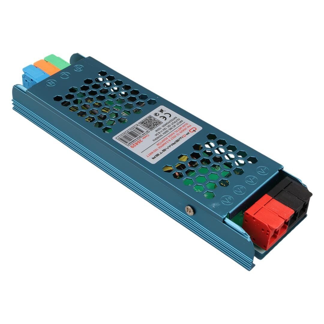PowerMaster PM-26829 12Volt 8.5Amper 100Watt Slim Metal Kasa Adaptör 180x50x23mm