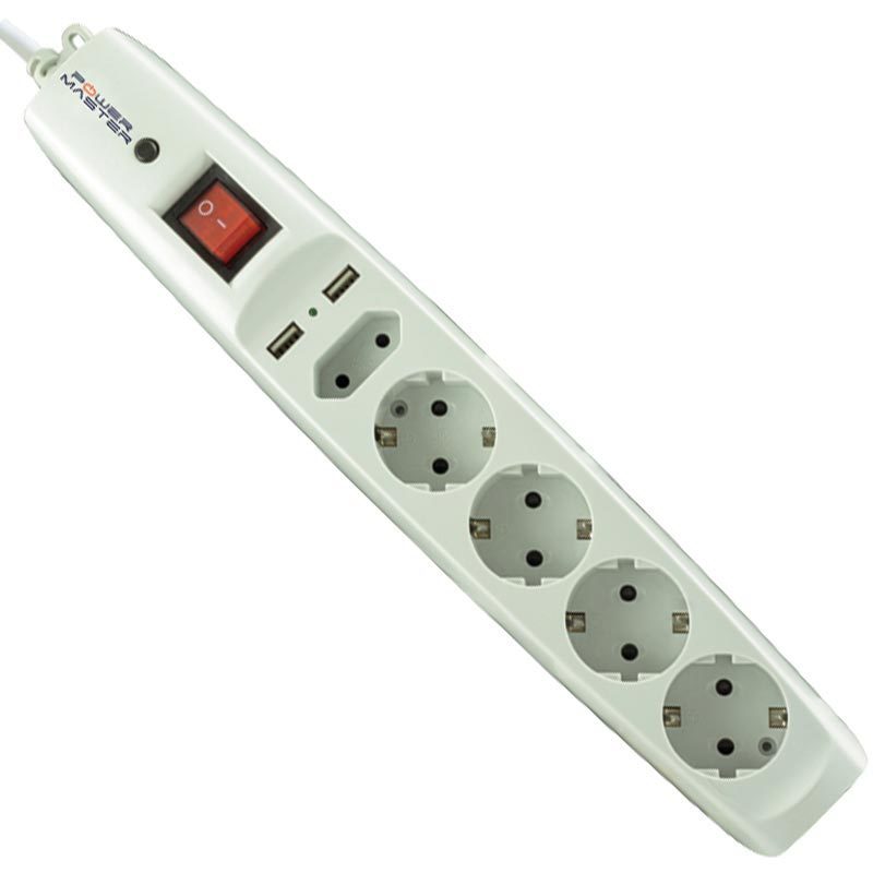 Powermaster 2mt 5Li Kısa Devre Akım Korumalı Priz 2xUSB Çıkışlı