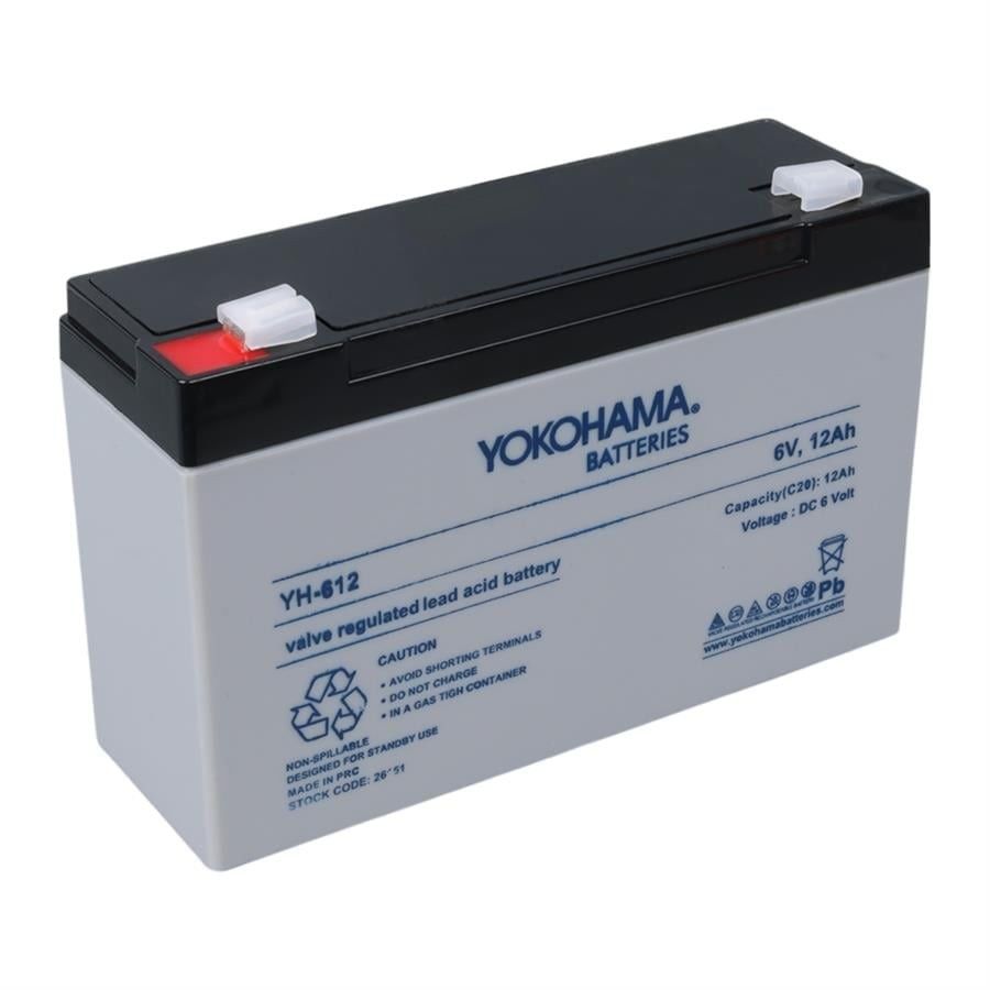 Yokohama YH-612 6Volt - 12Amper Akü 6V 12A (150x50x94mm)