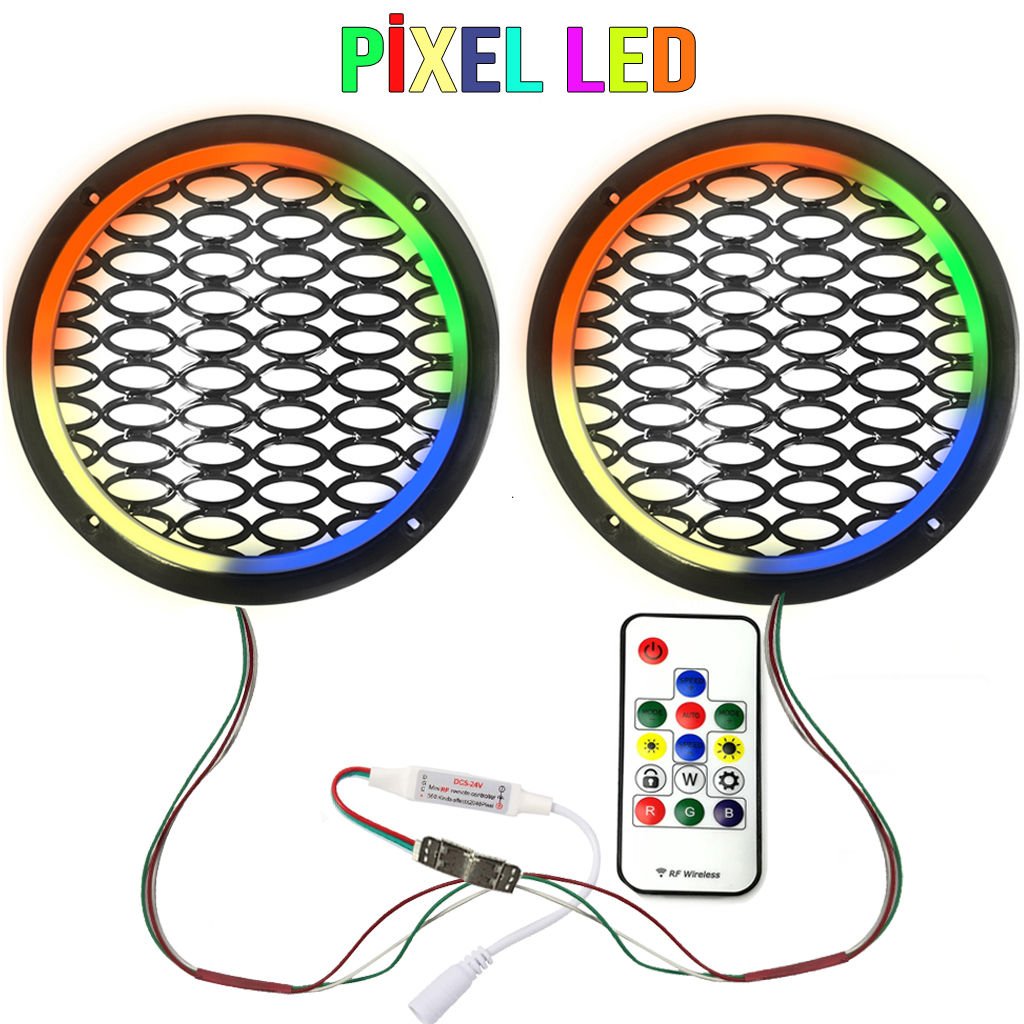 electroon 12Volt Neon Pixel Ledli 20cm Hoparlör Kapak 2adet Animasyonlu ELC-5650