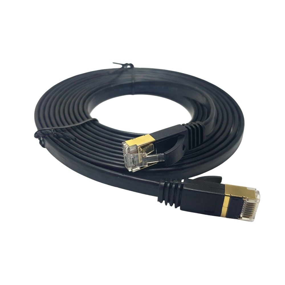 IRONSTAR CAT7 Flat Kablo 20Metre Siyah - 10Gbps Hız Destekli