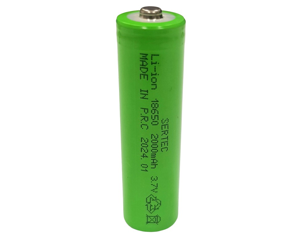SERTEC 18650 3.7V 2000mAh 1C Lion Şarjlı Pil Başlıklı