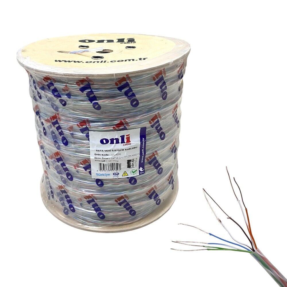 Onli 500Mt 23AWG Dış Ortam UTP CAT6 Network Kablosu Şeffaf Yerli Üretim