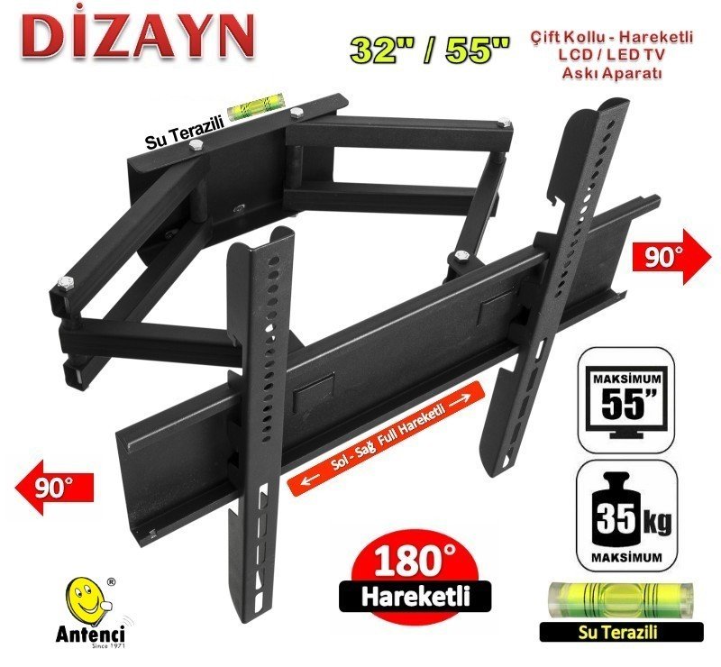 Dizayn 49'' Çift Kollu Hareketli LCD-LED TV Askı Aparatı