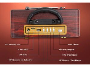 MagicVoice MV-114BT USB-SD-FM-Bluetooth Destekli Nostaljik Radyo