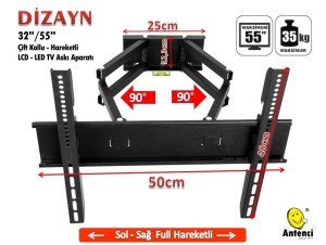 Dizayn 119 Ekran Çift Kollu Hareketli LCD-LED TV Askı Aparatı