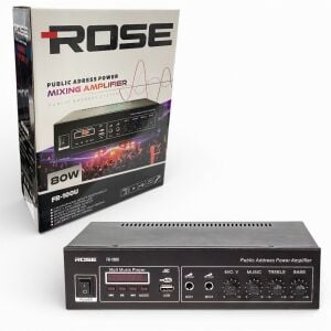 Rose FR-100U 80Watt USB/MP3 Özellikli 2 Mikrofon Girişli Hat Trafolu Anfi