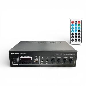 Rose FR-100U 80Watt USB/MP3 Özellikli 2 Mikrofon Girişli Hat Trafolu Anfi