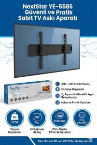 NextStar YE-5586 45-86'' Sabit LCD LED TV Askı Aparatı - Su terazili