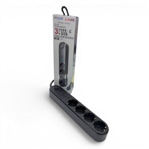 ForLine 4 Soketli Type-C + 2 USB Girişli 2Metre Kablolu Akım Korumalı Grup Priz