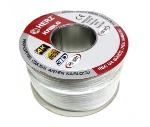 HERZ RG6U4 Uydu Anten Kablosu 100Metre Beyaz