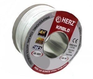 HERZ RG6U4 Uydu Anten Kablosu 100Metre Beyaz