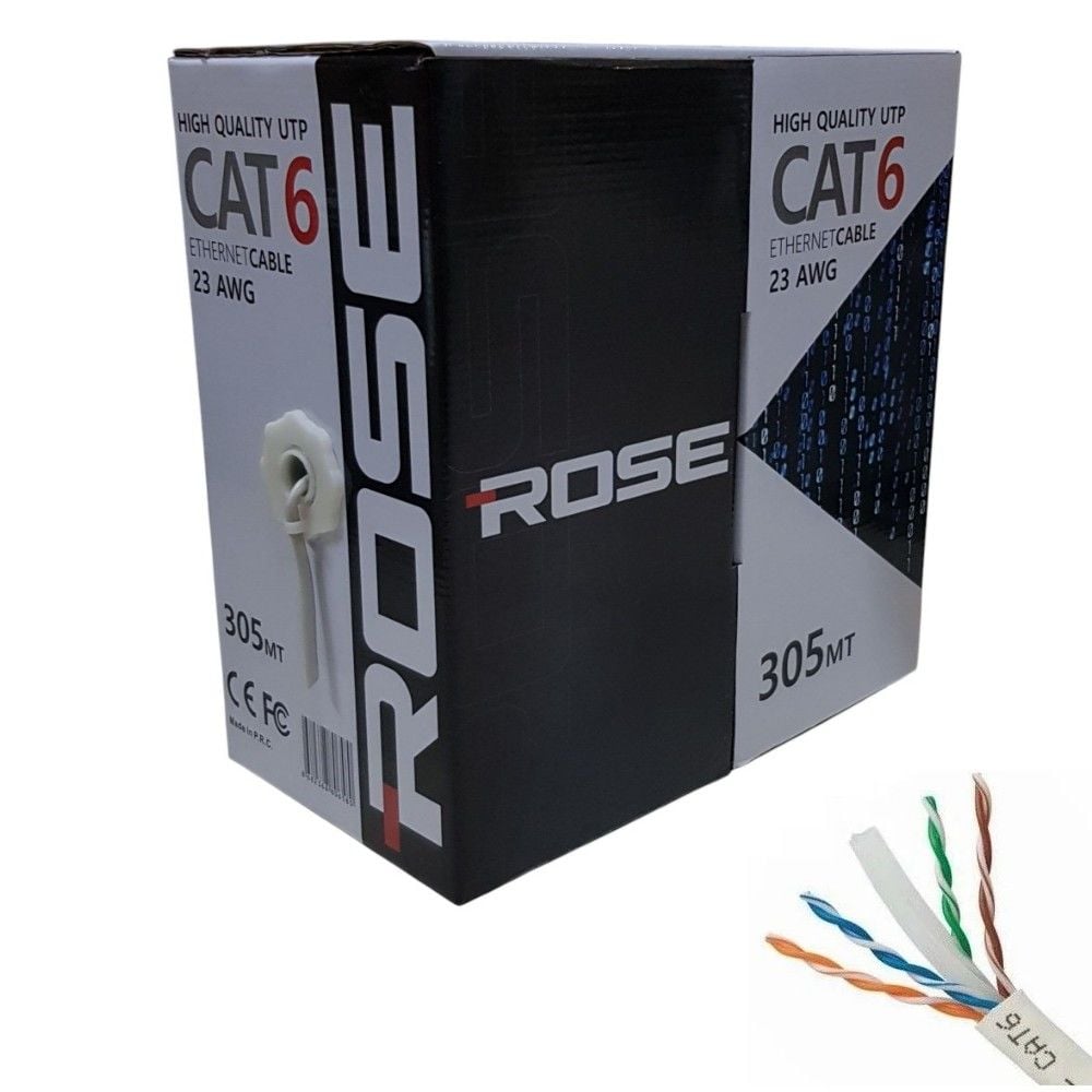 ROSE 305Mt 23AWG UTP CAT6 Network Kablosu Gri