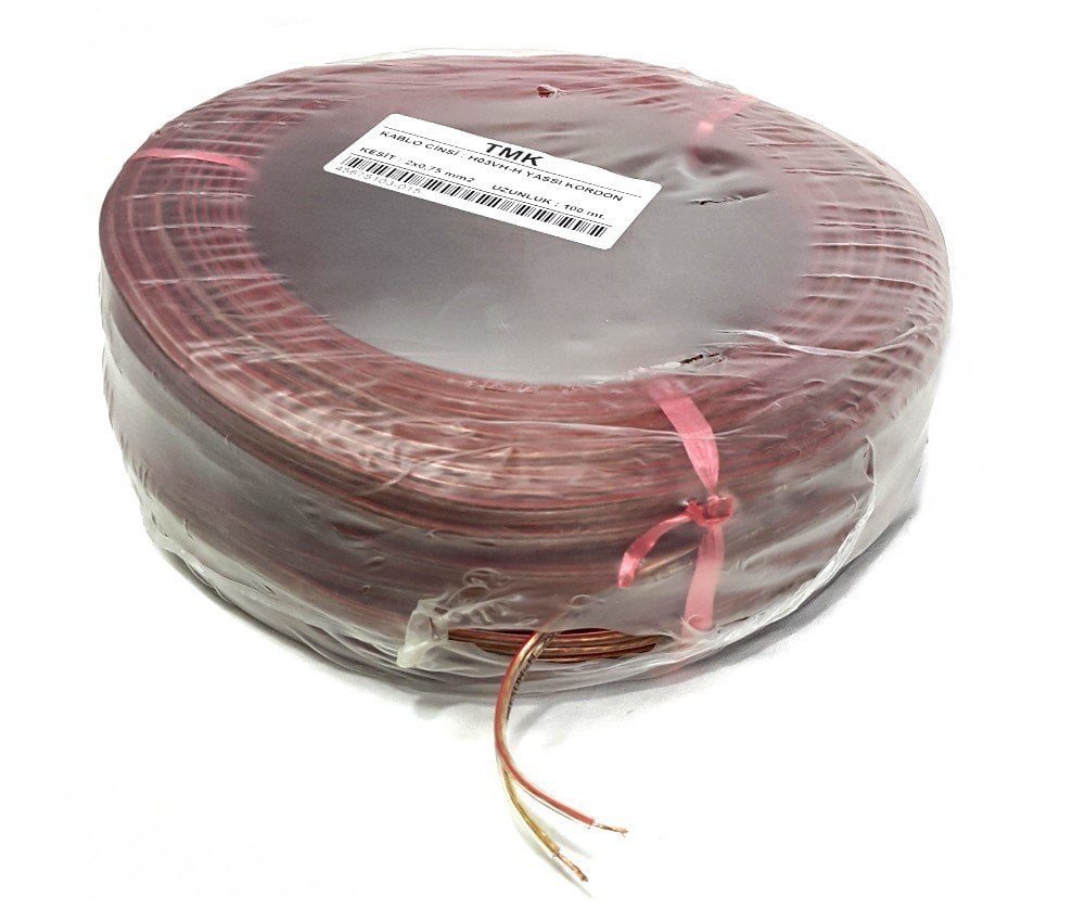 TEMKA 2x0,75mm Yassı Şeffaf Hoparlör Kablosu 100Metre Şeffaf
