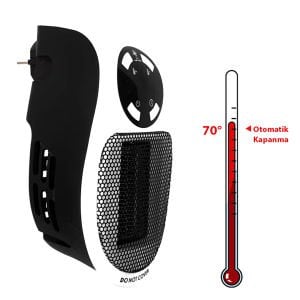 PowerMaster PM-20327 500Watt Priz Tipi Uzaktan Kumandalı Taşınabilir Isıtıcı (Zamanlayıcı - Otomatik Kapanma)