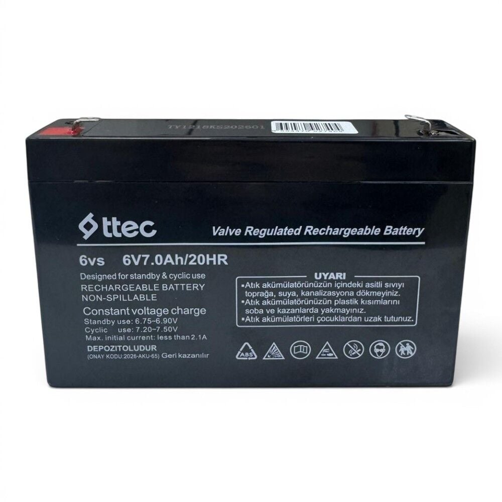 Ttec 6Volt 7AH Bakımsız Kuru Akü