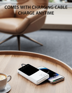 Hepu HP-969 10.000mAh Dijital Göstergeli Dahili Çoklu Kablolu Powerbank - Beyaz