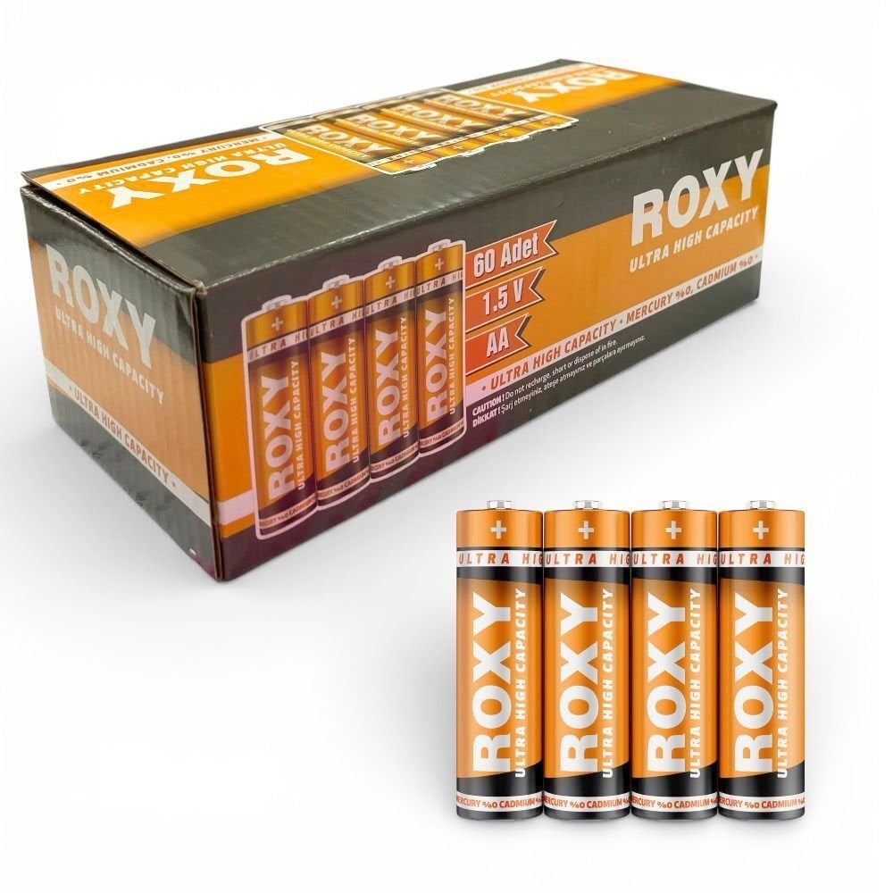 Roxy AA Metal Kılıflı Çinko Karbon Pil  - 60Adet
