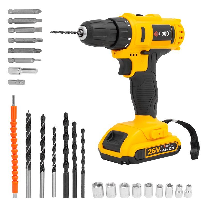 Liduo 26 Volt Li-iOn Çift Akülü Çift Hız Kademeli Şarjlı Çok Uçlu Matkap Seti