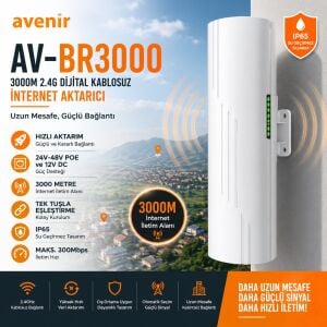 Avenir AV-BR3000 2.4G Dijital Kablosuz İnternet Aktarıcı - TAKIM SET