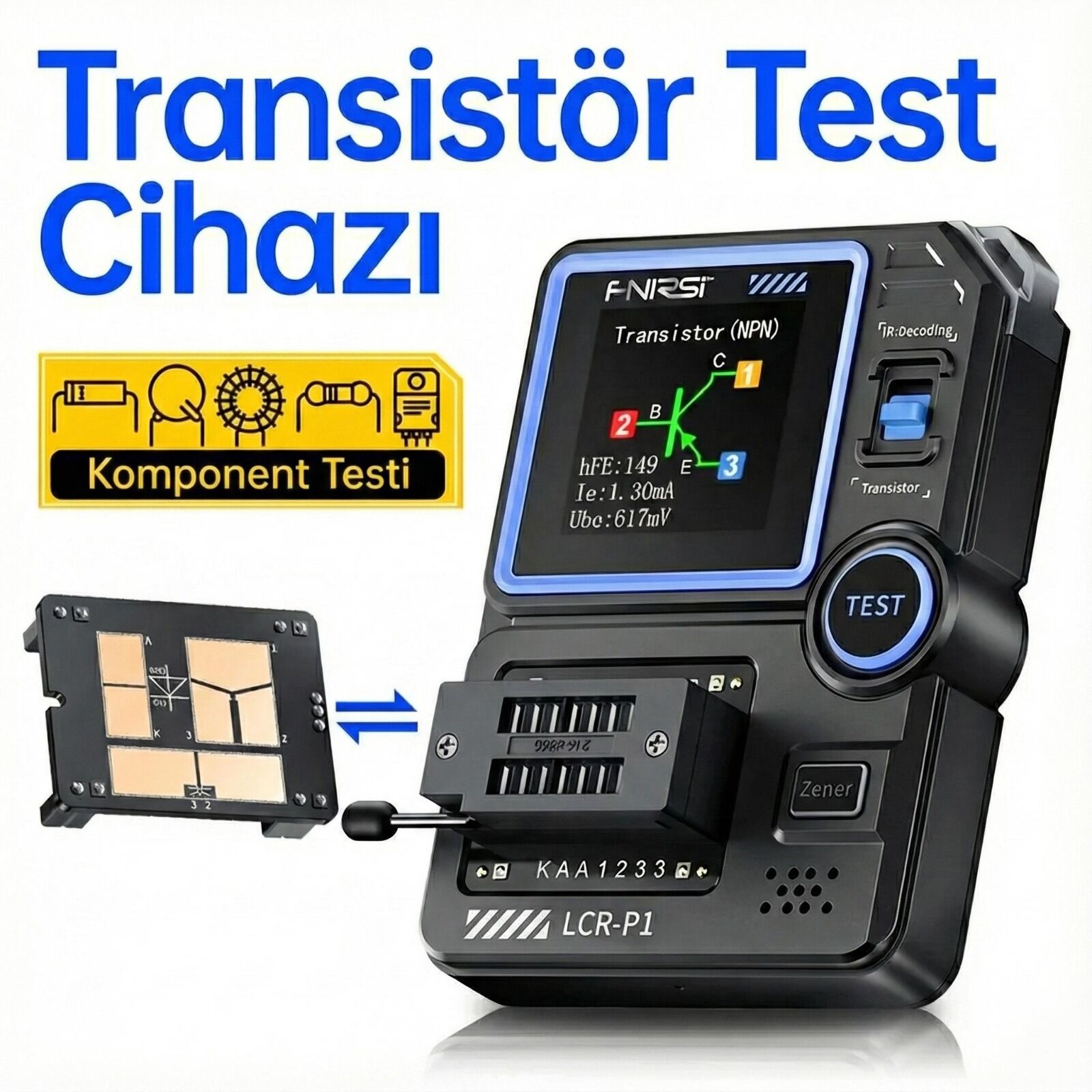 FNIRSI LCR-P1 Çok Fonksiyonlu Transistör Test Cihazı