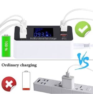 Powermaster PM-26057 8 Portlu LCD Ekranlı Akıllı 7xUSB ve Type-C PD Şarj İstasyonu