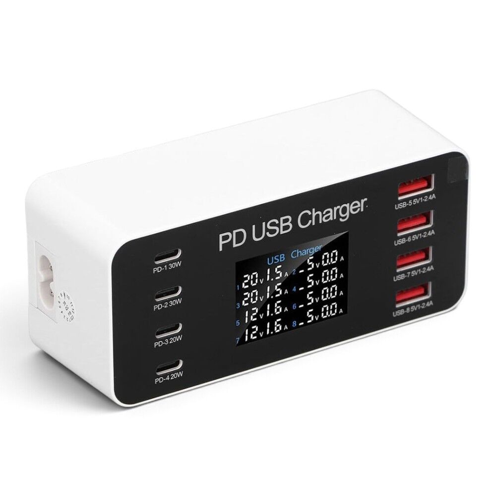 PowerMaster PM-26056 8 Port Dijital Şarj İstasyonu 4xUSB+4xPD