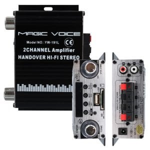 MagicVoice YW-191L 12Volt 100Watt Bluetooth Amfi USB/SD 2 Kanal Mini Pazarcı Anfi (125X95X40mm)