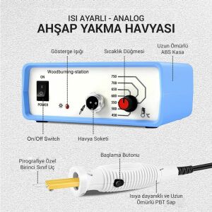 CLASS ZD-8905 NEW Isı Ayarlı Ahşap Yakma Makinası 4xGölgeleme Uçlu Set+Tel Fırça