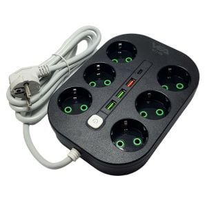 VEA VE-22399 6'LI 1.5Metre Kablolu Akım Korumalı Priz 3xUSB+TYPE-C