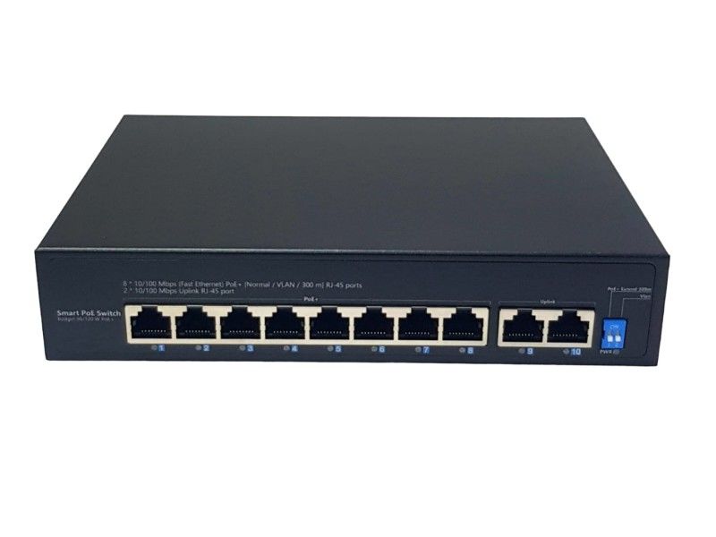 HERZ 8 Port PoE Switch + 2 Port Uplink Gigabit