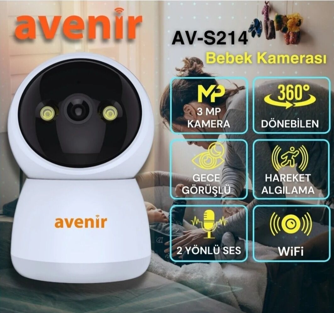 Avenir AV-S214 3MP Çift Yönlü Ses 360° Dönebilen Bebek Kamerası 3MP