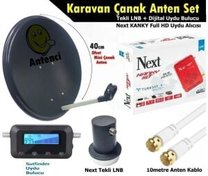 Antenci 40cm Karavan Çanak Anten Seti +Next HD Uydu Alıcısı +Divisat Dijital Uydu Bulucu