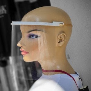 electroon Tam Yüz Koruyucu Şeffaf Sabit Siperlik Beyaz