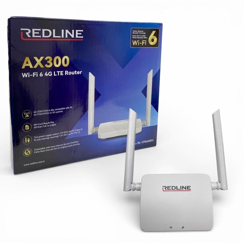 RedLine AX300 Wi-Fi 6 4G/LTE Kablosuz İç Mekan Sim Kart Destekli Bağımsız Modem - Router