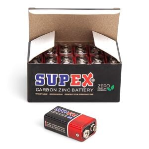 Supex 6F22 9 Volt Çinko Karbon Pil - 12'li Paket