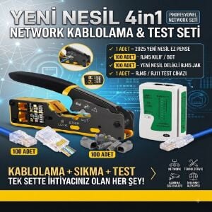 Electroon HT0204 Yeni Nesil 4in1 Network Kablolama ve Test Seti
