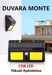 Powermaster Sensörlü Çiftli Cob Led Solar Duvar Tipi Aplik
