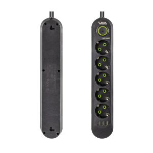Vea VA-21561 5'li 3 USB'li 1.5 Metre Akım Korumalı Priz Siyah