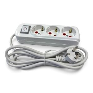 Electroon S-958EE Anahtarlı Topraklı 2 Metre 3lü Priz Uzatma Kablosu
