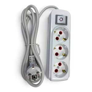 Electroon S-958EE Anahtarlı Topraklı 2 Metre 3lü Priz Uzatma Kablosu